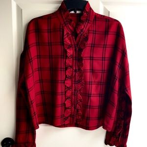 Zara ❤️ Red Flannel Top  Size Medium